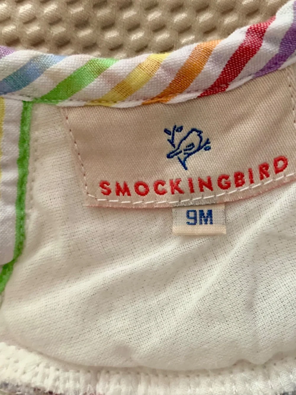 Smockingbird 9M Rainbow Stripe Smocked Bubble Romper